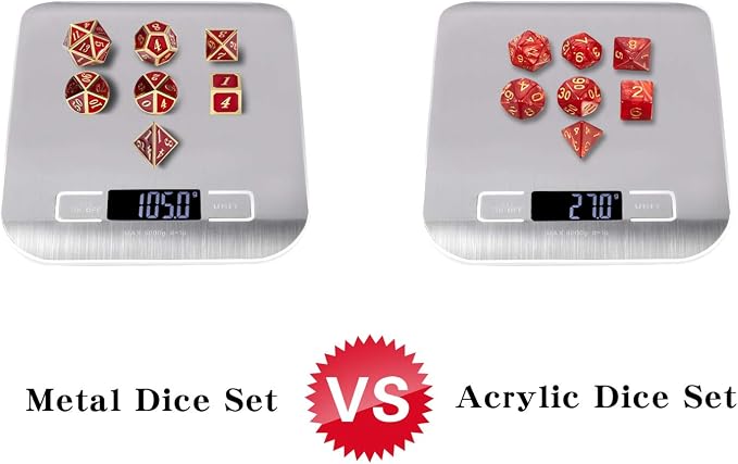 Ruby Red DND Metal Dice, DnDnD 7PCS Metallic D&D Dice Set - Image 6