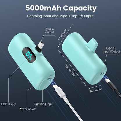 Samll Portable Charger for iPhone 16/15 Series, 5000mAh 3A PD USB C Power Bank - Image 5