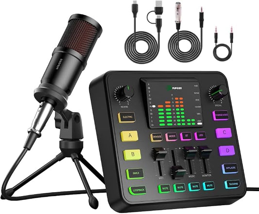 Podcast Equipment Bundle, PUPGSIS Audio Mixer by P+PUPGSIS