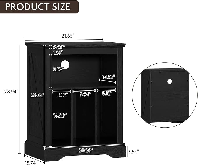 Farmhouse Record Player Stand, 3 Tier Turntable Stand - Image 2