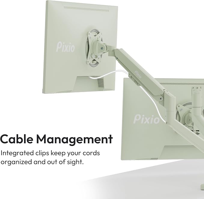 Pixio PS1D Wave Mint Dual Monitor Arm Stand Desk Mount - Image 5