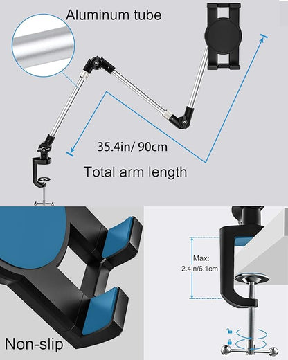 Tablet Holder for Desk Clamp 360° Phone iPad Mount, Aluminum Flexible Webcam - Image 7