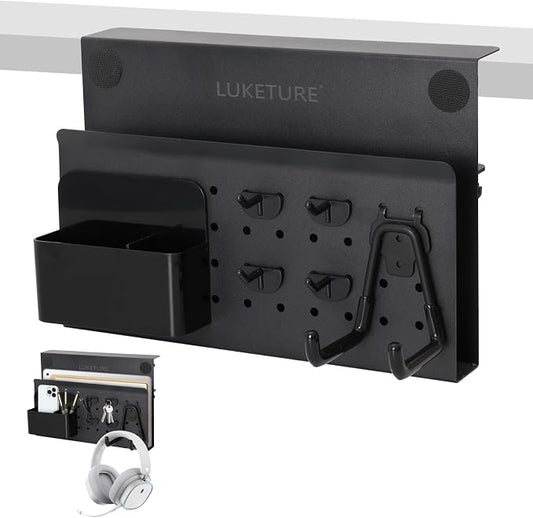 LUKETURE Desk Side Storage, No Drill Laptop Side Desk Mount, Steel Hanging by LUKETURE