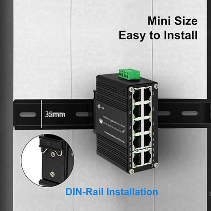 Mini Industrial 8-Port 10/100/1000T 802.3at PoE + 2-Port 10/100/1000T Din Rail - Image 5