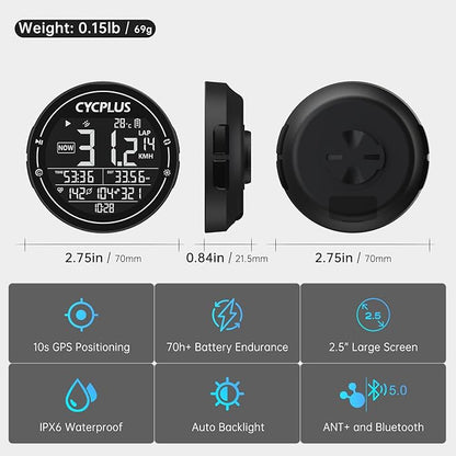CYCPLUS GPS Bike Computer, Wireless Cycling Computer, ANT+ Bluetooth Bicycle - Image 2