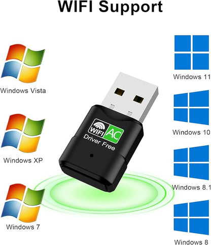 USB WiFi Adapter for Desktop PC, RENGOGA 600Mbps Dual Band 2.4G 5.8G Wireless - Image 3