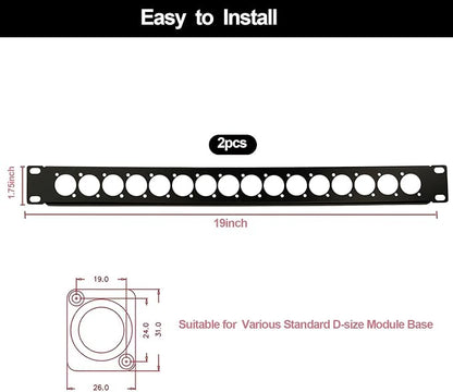 XLR HDMI Audio Rack Mount Panel, 1U Hinged D-Series Punched Metal HDMI Rack - Image 2