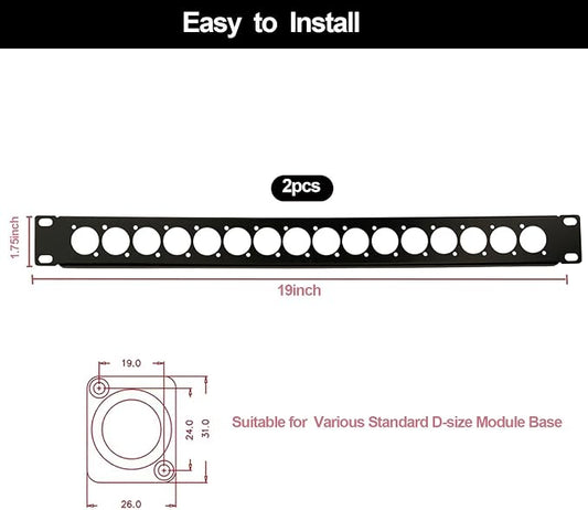 XLR HDMI Audio Rack Mount Panel, 1U Hinged D-Series Punched Metal HDMI Rack - Image 2