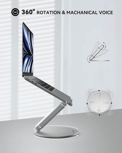 LULULOOK Laptop Stand for Desk 2025, 360 Rotating Adjustable Laptop Riser - Image 2