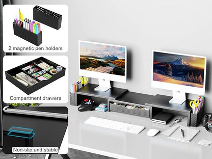Spacrea Metal Desk Organizers and Accessories, Dual Monitor Stand Riser - Image 6