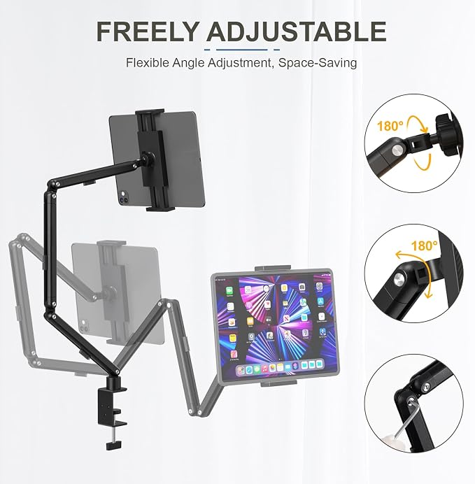 Tablet Stand Holder, Adjustable Foldable iPad Desk Mount Arm - Image 3