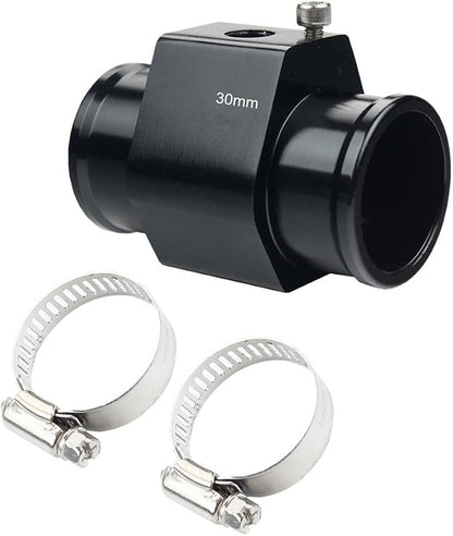Dewhel Aluminum Black Water Temp Meter Temperature Gauge Joint Pipe Radiator - Image 2