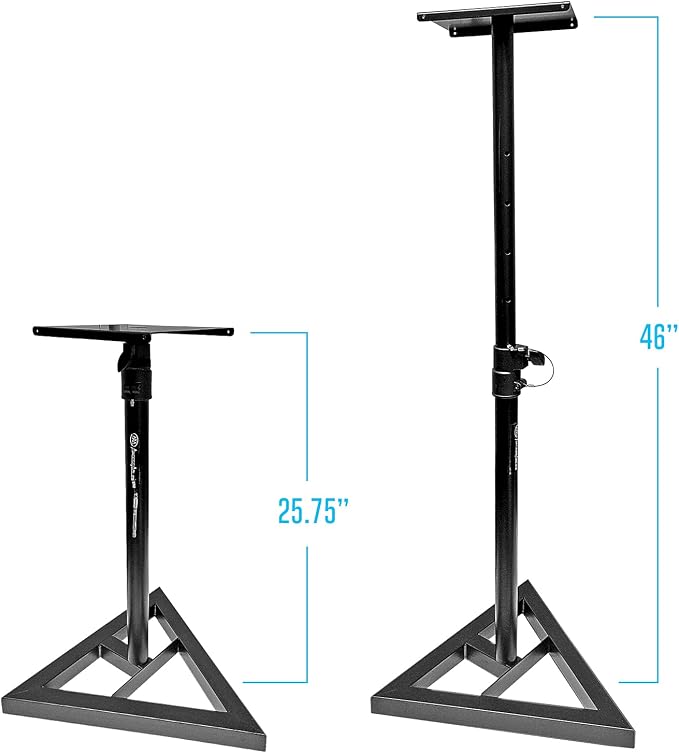 AxcessAbles Studio Monitor Speaker Stands Pair. 80lb Capacity per Stand. - Image 2
