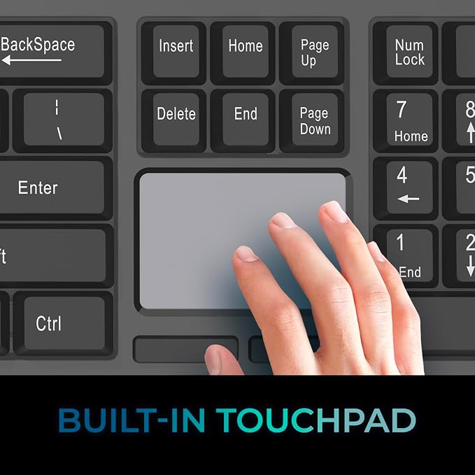 ADESSO Wireless Keyboard with Touchpad 104 Key Full Size USB Dongle Receiver - Image 9
