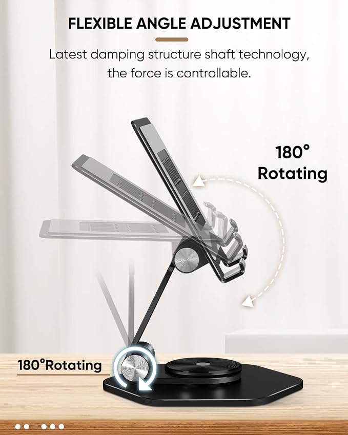 Foldable Aluminum Tablet Stand for Desk, 360° Swivel iPad & Tablet Holder – - Image 3