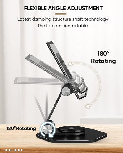 Foldable Aluminum Tablet Stand for Desk, 360° Swivel iPad & Tablet Holder – - Image 3