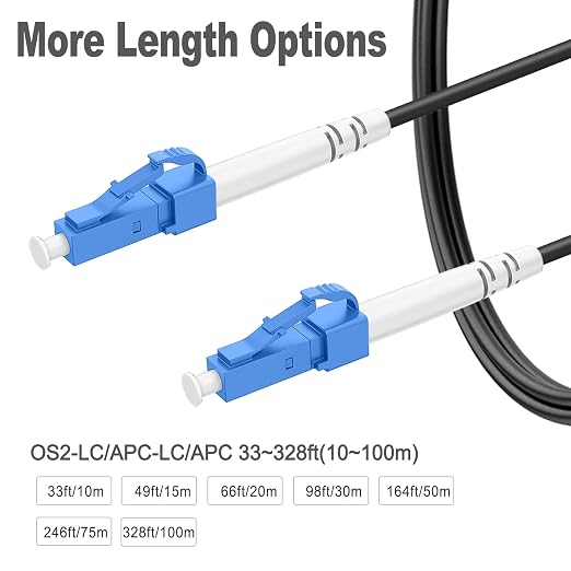 250 Feet Outdoor Simplex Fiber Optic Cable, OS2 LC to LC Single Mode Fiber - Image 3