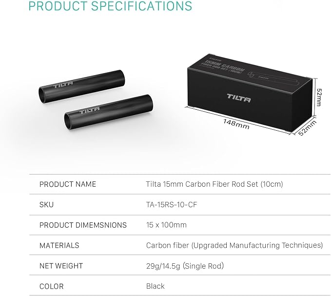 Tilta 2X Carbon Fiber Rods 15mm - Image 6