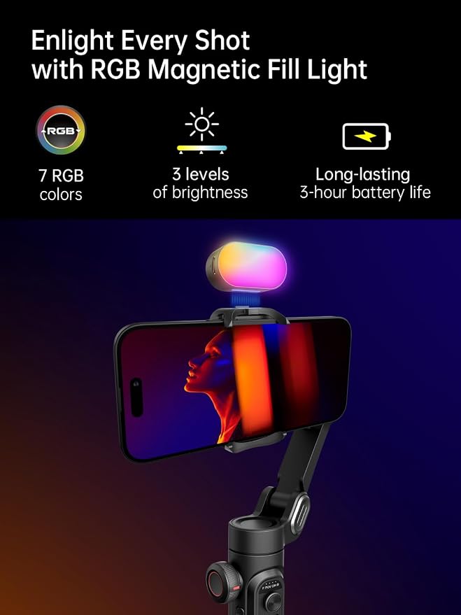 Gimbal stabilizer for Smartphone, Gesture Control/face Tracking, Magnetic Fill - Image 6
