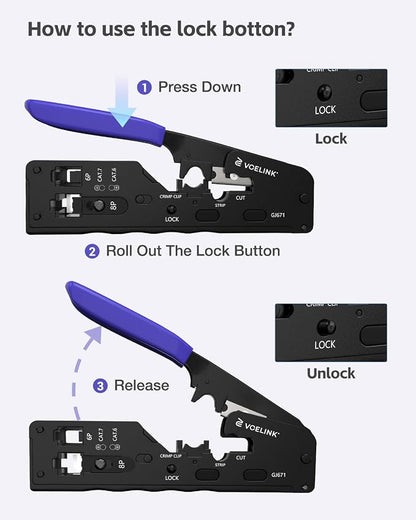 VCELINK RJ45 Crimp Tool Kit, Ethernet Wire Cutter Crimper, All-in-One Network - Image 4