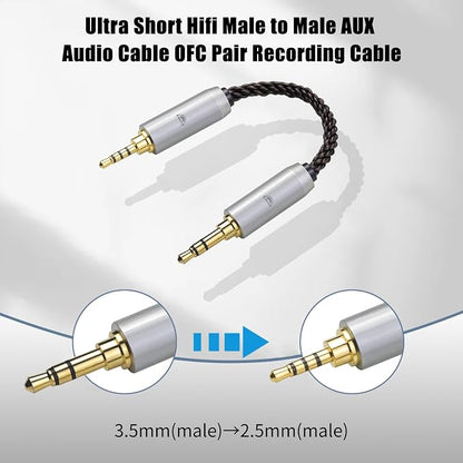 okcsc 3.5MM Male to 2.5MM Male Ultra Short Hifil Male to Male AUX Audio Cable - Image 2