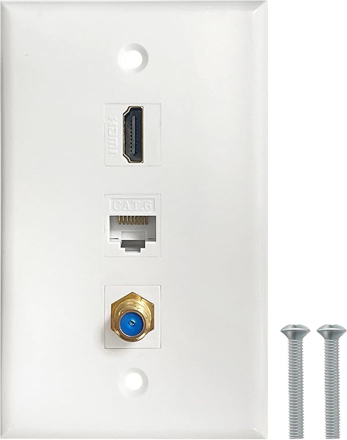 HDMI Coax Ethernet Wall Plate, 1 Port 4K HDMI Keystone, 1 Port Coax Keystone by BNPUHIU