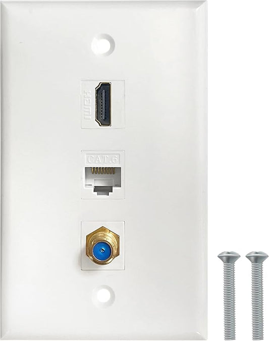 HDMI Coax Ethernet Wall Plate, 1 Port 4K HDMI Keystone, 1 Port Coax Keystone by BNPUHIU