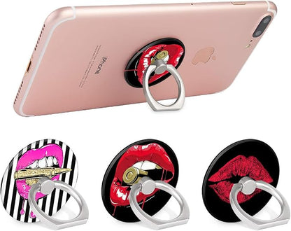 Bonoma Phone Ring Stand, 3 Pack Lips 360 Degree Rotation Finger Grip Stand - Image 3