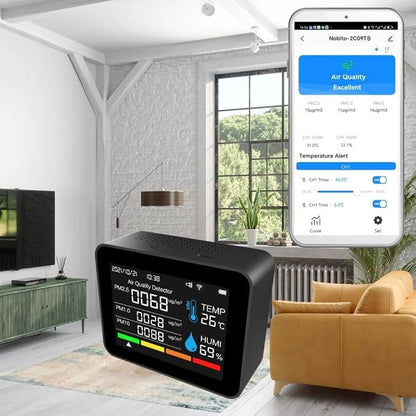 2CO9TB Smart WiFi Air Quality Monitor, Air Dust PM2.5 PM1.0 PM10 and Thermometer - Image 8