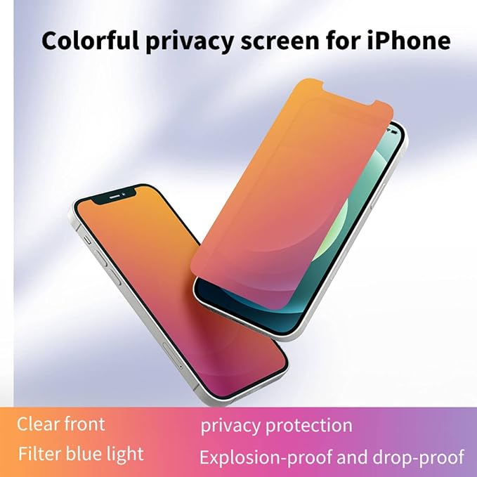 Privacy Screen Protector for iPhone 12 Pro max- Flexible film, Gradient Colorful - Image 3