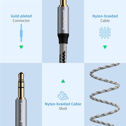 Aux Cable, 3.5 mm Male to Male Braided Auxiliary Cord Compatible - Image 7