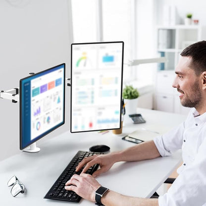 WALI Dual LCD Monitor Fully Adjustable Desk Mount Stand Fits 2 Screens up to 27 - Image 6