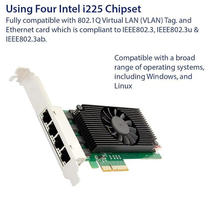 Quad 2.5 Gigabit Ethernet PCI-E Network Expansion Card RJ45 LAN Adapter Low - Image 3