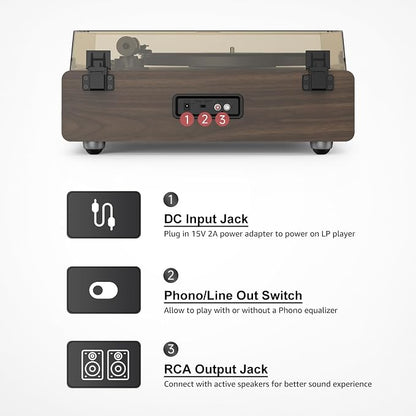 Vinyl Record Player Built in HiFi Stereo Speakers BT Wireless Input Belt Drive - Image 8
