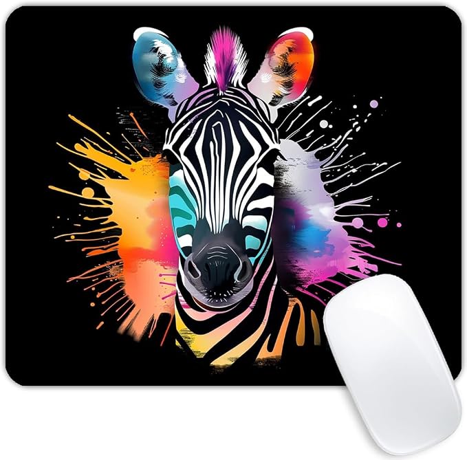 Square Mouse Pad Colorful Zebra-1, Gaming Mouse Pads by Goodsprout