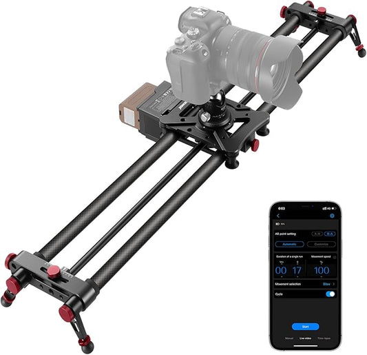 NEEWER 31.5"/80cm Motorized Camera Slider, App Wireless Control DSLR Carbon by Neewer