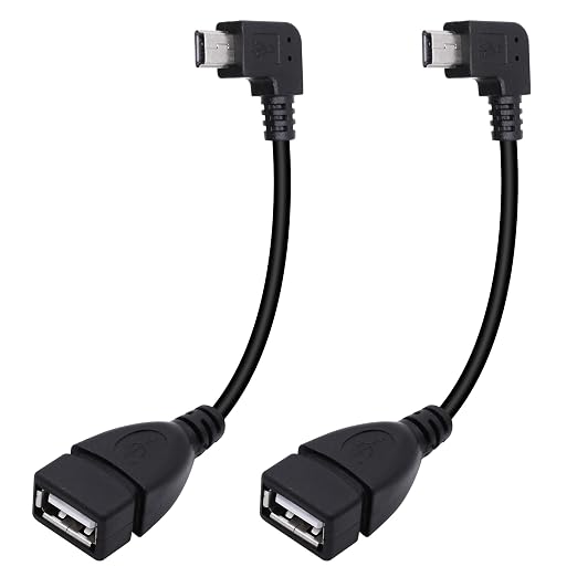 90 Degree Mini USB to USB A OTG Adapter Cable 5.5in Right Angle Mini USB 5-Pin by Xilaghy