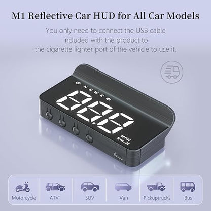 AZIJYV Heads Up Display for Cars, Windshield Speedometer Projector HUD M1white - Image 5