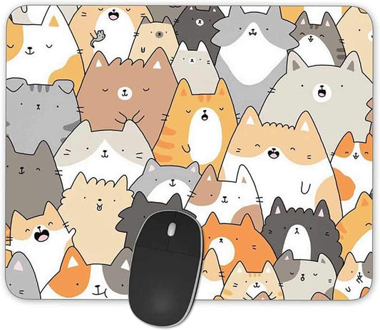 Gaming Mouse Pad，Cartoon Animal Portraits Rectangle Mouse Pad Size by Qien+BaiSei