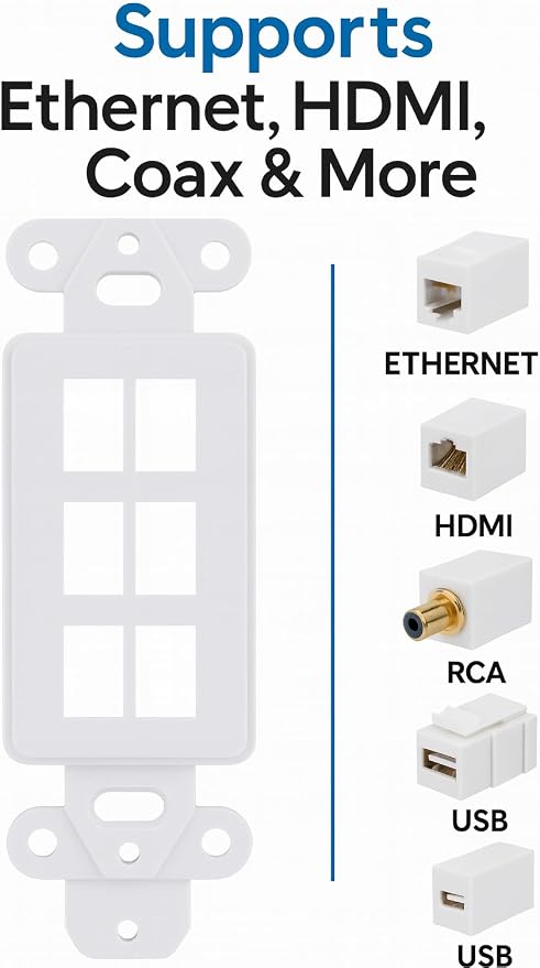 10 Pack Keystone Wall Plate 4 Port, Cat6 Cat5, Home & Office Installations - Image 3