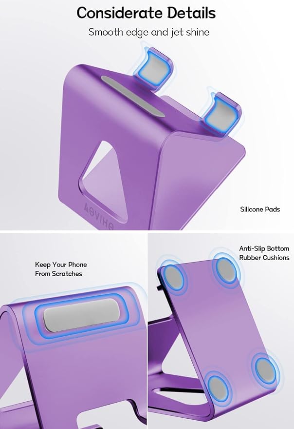 Cell Phone Stand, Phone Holder for Desk, Aluminum Desktop Phone Dock for iPhone - Image 3