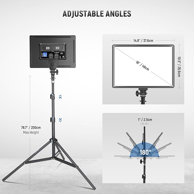 NEEWER 18" LED Video Light Panel Photography Lighting Kit - Image 7