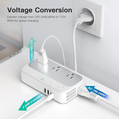 Universal Voltage Converter us to Europe, 220v to 110v Power Travel Converter - Image 3