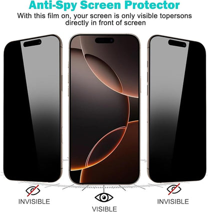 3 Pack for iPhone 16 Pro Max Privacy Screen Protector + 2 Camera Lens 9H+ Full - Image 4