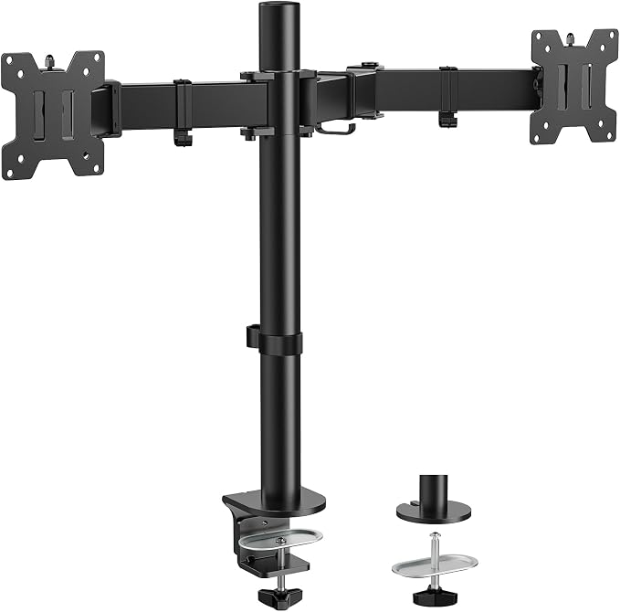 HUANUO Dual Monitor Desk Mount, Heavy-Duty Steel Adjustable Arm by HUANUO