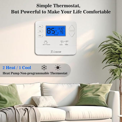 Thermostat for Heat Pump, NonProgrammable Thermostat for House, Conventional - Image 7