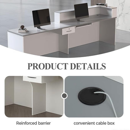 Reception Desk with Counter, Modern Front Desk Reception Counter with Keyboard - Image 4