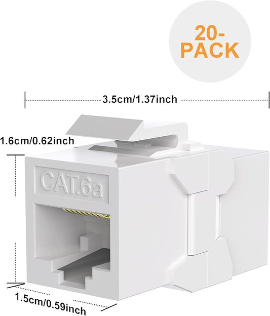 20 Pack Cat6A Keystone Jack Coupler RJ45 Female to Female Ethernet Wall Jack - Image 2