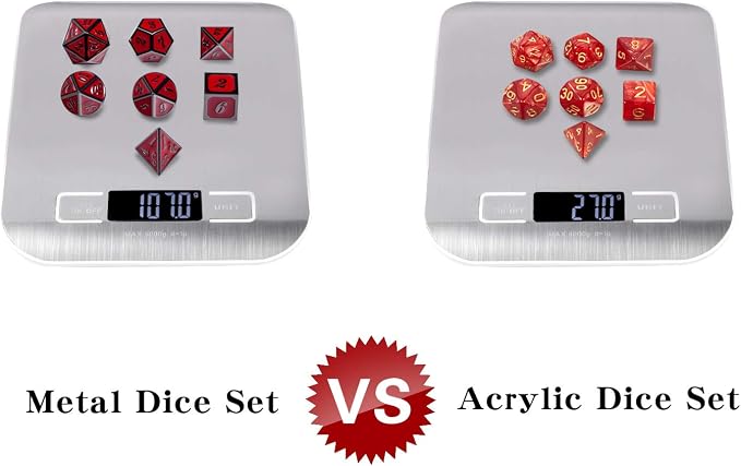 DnDnD Red D&D Game Dice, 7 Die Polyhedral Metal Dice - Image 7