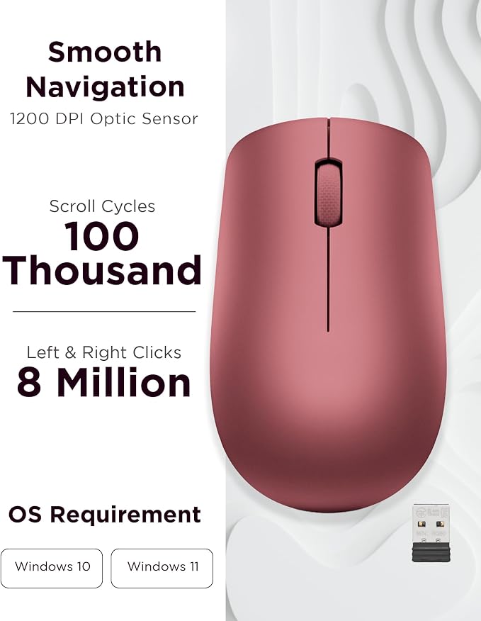 Lenovo 530 Full Size Wireless Computer Mouse - Image 3